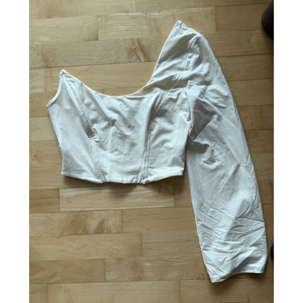 NWT Aym One Sleeve Corset Cream White Top M